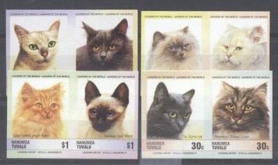 Tuvalu Nanumea 1985 Cats, 4 pair, imperf., MNH S.319 foto