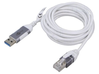 Cablu USB 3.0 RJ45 Goobay, 3m, alb gri, mufă A nichelată foto