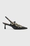 AllSaints stilettos de piele Vivian Slingback culoarea negru, W001FC