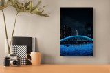 Tablou Canvas Podul Albastru Sub Cerul Nocturn, 26 x 39 cm, CMCLASS