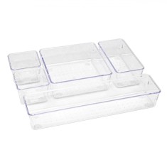 Organizator Sertar, Model 5 Compartimente, Transparent, Material Plastic