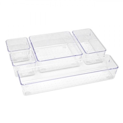 Organizator Sertar, Model 5 Compartimente, Transparent, Material Plastic foto