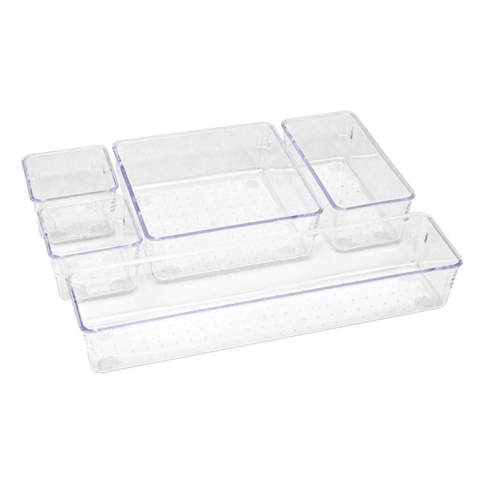Organizator Sertar, Model 5 Compartimente, Transparent, Material Plastic