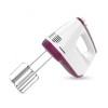 Mixer de mana Heinner, 400 W, 2 teluri si 2 carlige din inox, 6 viteze + turbo, self stand, Alb/Burgundy