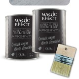 Pachet vopsea decorativa pe baza de apa, interior, Magic Efect, dune de nisip, silver sand 01 / argintiu, 2 x 0.9 L + pensula Ma