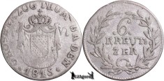 1815, 6 Kreuzer - Carol Ludovic Frederic | Marele Ducat de Baden | KM 168