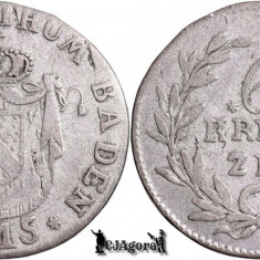 1815, 6 Kreuzer - Carol Ludovic Frederic | Marele Ducat de Baden | KM 168