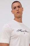 Emporio Armani Tricou bărbați, culoarea alb, cu imprimeu