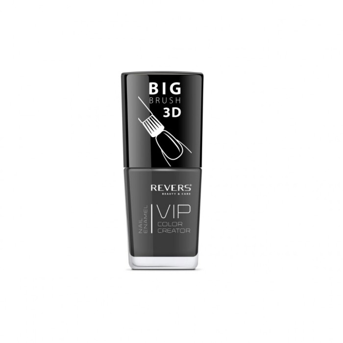Lac de unghii Vip, 3D, Revers, gri, Lucios, 12 ml, Nr 005 - inchis