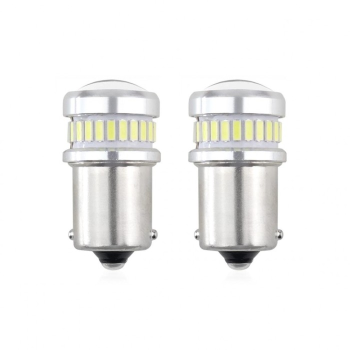 Set becuri auto cu LED CANBUS compatibil P21 R5W/R10W 30 SMD Alb 12V/24V,