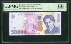 q555 BANCNOTA 50000 LEI 2000 NECIRCULATA UNC GRADATA PMG 66 EPQ