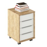Comoda 3 sertare mdf natur stejar alb Rioma 43x48x66.7 cm