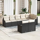 VidaXL Set de canapele pentru grădină 8 pcs Negru, alb Rattan poli