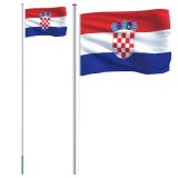 Cumpara ieftin Steag Croatia si stalp din aluminiu, 6,08 m