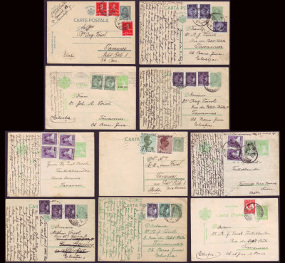 1928-1939 Romania - Lot 45 carti postale circulate, intreguri Regat Mihai, Carol foto