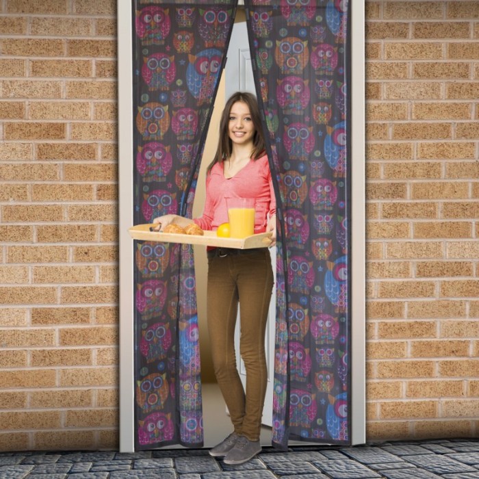 Plasa tantari pentru usa Delight, 100 x 210 cm, inchidere magnetica, model bufnita