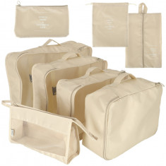 Set 8 Organizatoare De Calatorie Pentru Valiza Sau Pentru Dulap Si Garderoba, beige