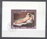 Ajman 1969 Goya Paintings Nudes imperf. sheet used AG.019, Stampilat