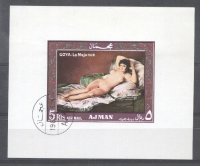 Ajman 1969 Goya Paintings Nudes imperf. sheet used AG.019 foto