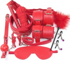 Set BDSM 10 Piese Sinner, Rosu, Guilty Toys foto