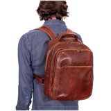 Rucsac pentru laptop din piele naturala vachetta, coniac, RL4055A