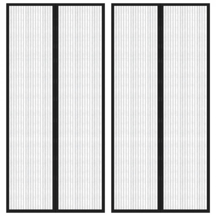 Perdea de ușă anti-insecte cu magnet, 2 buc., negru, 220x110 cm
