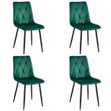 Set 4 scaune bucatarie/living, Artool, Libra, catifea, metal, verde si negru, 44x40x88.5 cm GartenVIP DiyLine