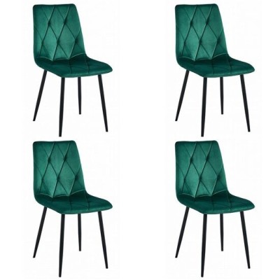 Set 4 scaune bucatarie/living, Artool, Libra, catifea, metal, verde si negru, 44x40x88.5 cm GartenVIP DiyLine foto