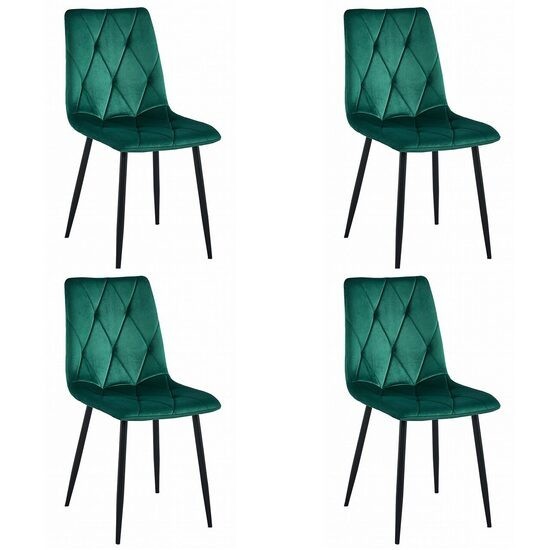 Set 4 scaune bucatarie/living, Artool, Libra, catifea, metal, verde si negru, 44x40x88.5 cm GartenVIP DiyLine