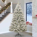 vidaXL Brad de Crăciun artificial Verde și alb 270 cm PVC și Metal 3395779