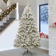 vidaXL Brad de Crăciun artificial Verde și alb 270 cm PVC și Metal 3395779