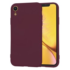 Husa premium din silicon pentru iphone xr - softflex, microfibra, plum red foto