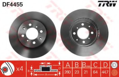 Disc frana HONDA CIVIC VII Hatchback (EU, EP, EV) (1999 - 2006) TRW DF4455 foto