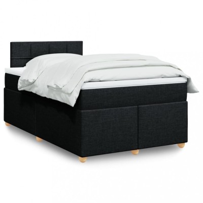 vidaXL Pat box spring cu saltea, negru, 120x200 cm, textil 3286649 foto
