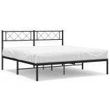 Cumpara ieftin Cadru de pat metalic cu tablie, negru, 160x200 cm