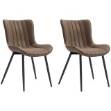 HOMCOM Lot de 2 scaune de sufragerie design modern și capitonat pentru sufragerie, sală de mese, dormitor, maro | Aosom Romania