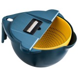 Cumpara ieftin Bol Multifunctional 9 in 1 cu 6 Atasamente razatoare, Aparat de decojit inclus, Functie strecuratoare, salata, plastic, albastru