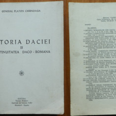 Gen. Platon Chirnoaga , Istoria Daciei , 1972 , autograf catre Monica Lovinescu