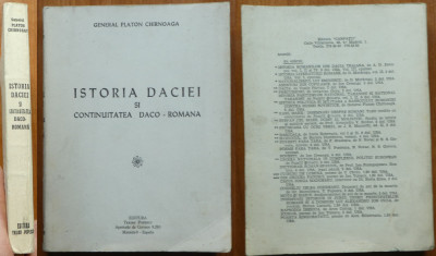 Gen. Platon Chirnoaga , Istoria Daciei , 1972 , autograf catre Monica Lovinescu foto