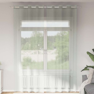 Perdele Voile cu Oelii 2 buc Gri deschis 140x300 cm foto
