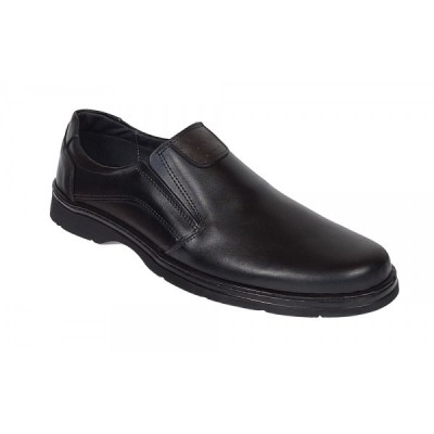 Pantofi barbati casual din piele naturala pe calapod lat cu elastic GKR104N foto