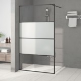 VidaXL Perete cabină duș walk-in negru 115x195 cm sticlă ESG semi-mată