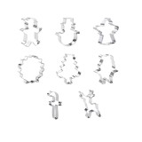 Cumpara ieftin Set 8 forme pentru prajituri cu tematica Craciun, otel inoxidabil, argintiu