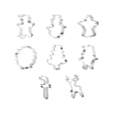 Set 8 forme pentru prajituri cu tematica Craciun, otel inoxidabil, argintiu foto