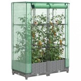 Strat &icirc;nălțat cu husă de seră, aspect ratan, 80x40x123 cm