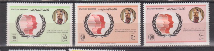 ANUL INTERNATIONAL AL TINERETULUI 1985 STATE OF BAHRAIN MI. 364-366 MNH