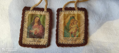 unic SCAPULAR vechi SFANTA FECIOARA MARIA cu PRUNCUL ISUS si ISUS HRISTOS SPANIA foto