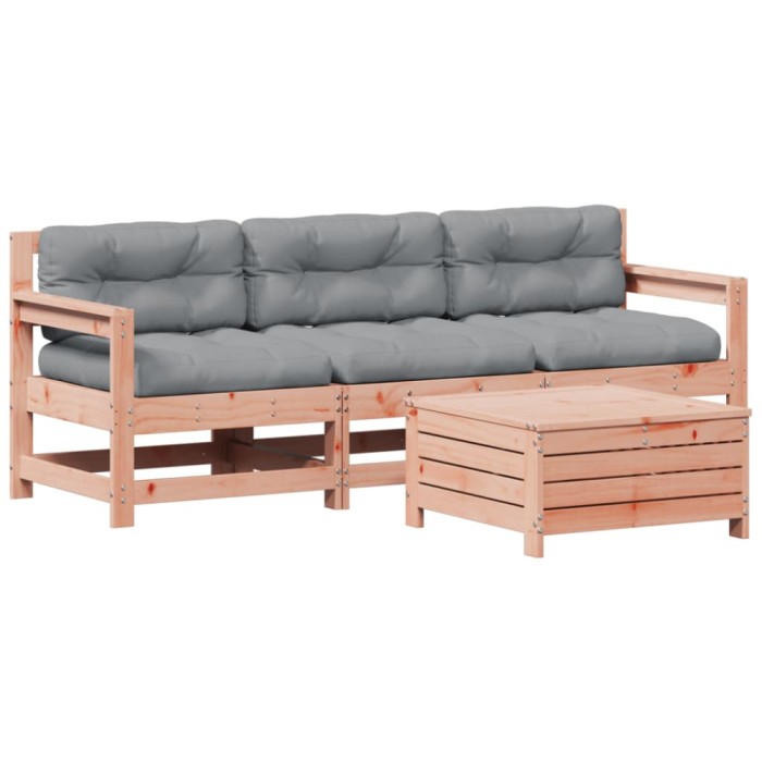 Set mobilier de gradina cu perne, 4 piese, lemn masiv douglas