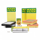 Pachet Revizie Filtru Aer + Polen + Ulei + Combustibil Mann Filter Bmw Seria 7 E65, E66, E67 2001-2009 740d 258 PS 2XC30153/1+CUK3124-2+HU925/4X+WK500, Mann-Filter