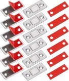 Prinderi Magnetice Dulap cu Adeziv, 6 buc, Metal, Argintiu/Rosu
